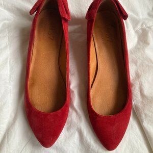 Madewell 1937 Mini Bow Flats Suede Wedge Shoes Women's Size 6.5